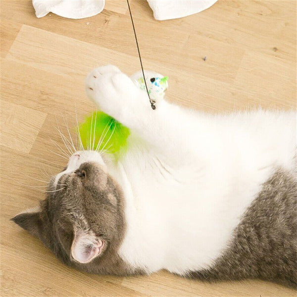 Cat Play Toy Simulation Birds Teaser Wand Interactive Stick with Suction Cup