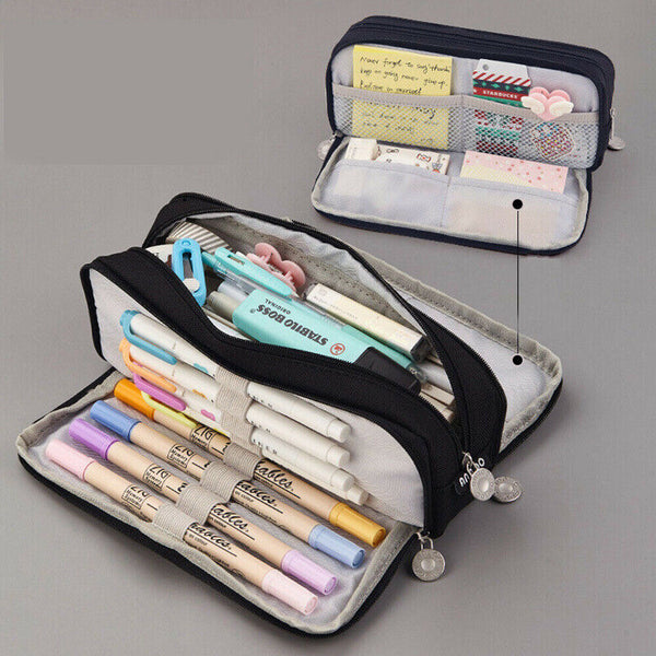 Zipper Pencil Case Pen Bag Organizer School Office Cosmetic Stationery Storage