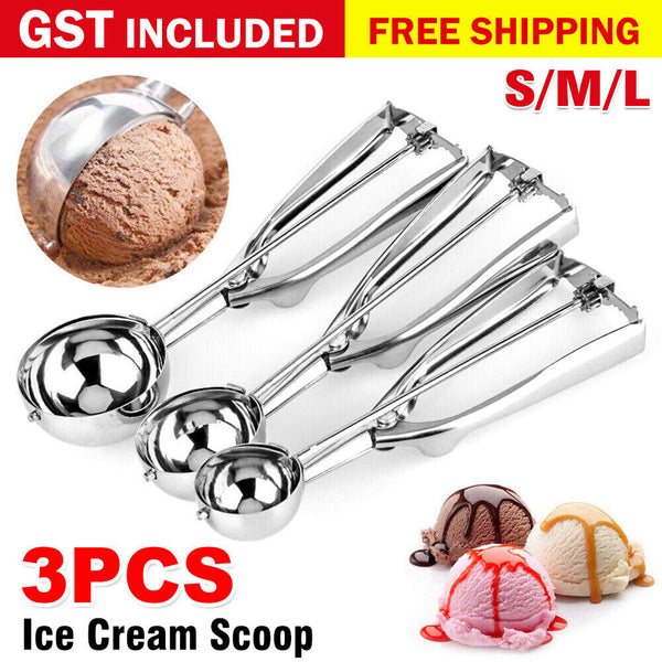 Ice Cream Scoop Stainless Steel Cookie Mash Muffin Spoon IceCream 4/ 5/ 6cm AUS