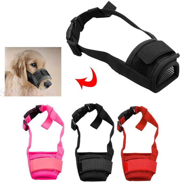 Adjustable Pet Dog Mask Stop Bark Bite Mesh Mouth Muzzle Chewing Grooming Stop