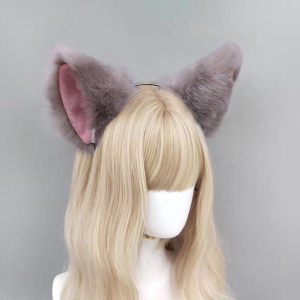 1/2xWomen Girls Fluffy Fur Cat Kitty fox animal Costume Ears Party Hair Clips On