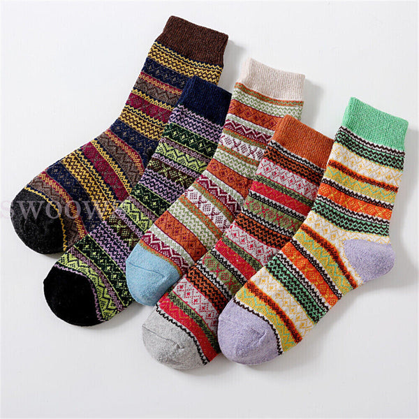 1-10 Pairs Thermal Socks Winter Nordic Wool Blends Cashmere Thick Warm Knitted