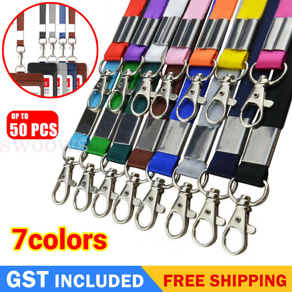 Up 50 Lanyard ID Badge Business Card Key Holder Ring Case Pocket Neck Clip Strap