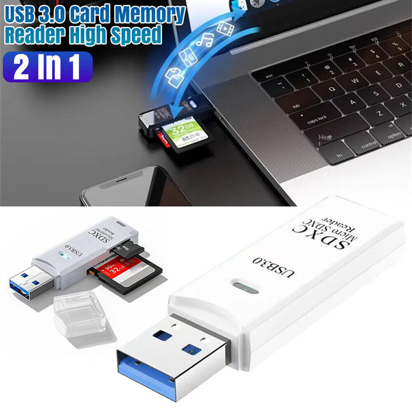 2 In 1 USB 3.0 Card Memory Reader High Speed SD SDHC SDXC Micro Writer Adapter