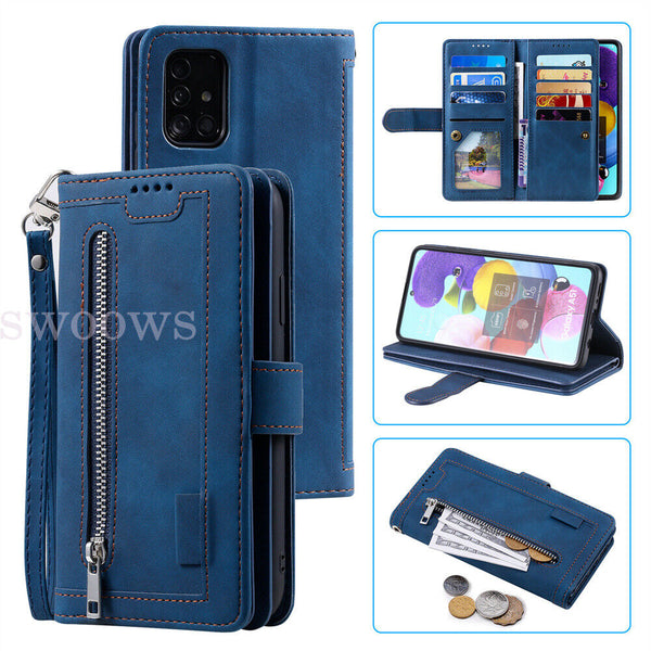 For Samsung Galaxy A04s Case Zipper Leather Wallet Stand Case Cover NEW