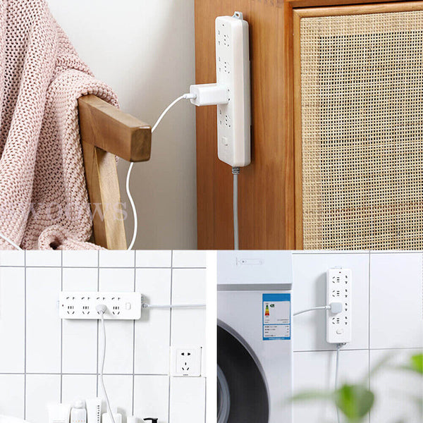 Wall Mount Plug Fixer Self-Adhesive Power Strip Plug Holder Socket Organizer