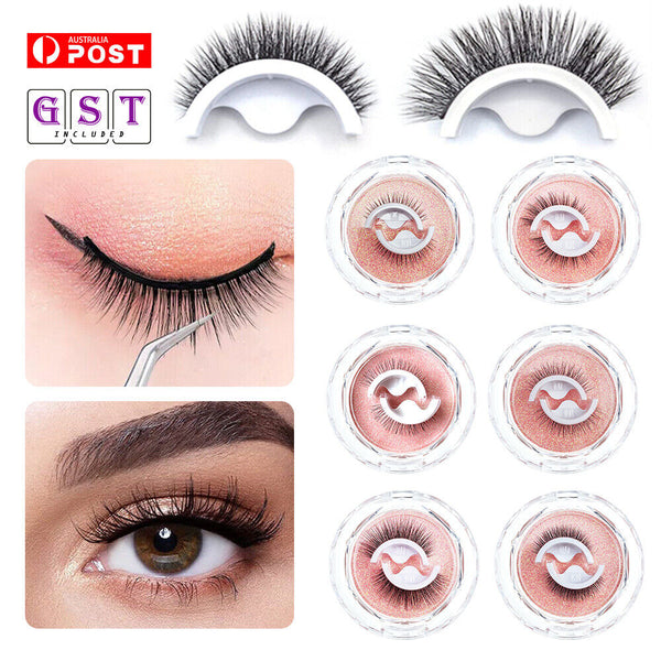 2PCS Eyelashes Self-Adhesive Natural Multiple Reversible Glue Free Reusable Box