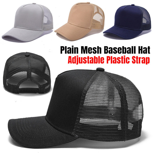 Plain Trucker Cap Hat Unisex Adjustable Mesh Baseball Promotional Various Colors