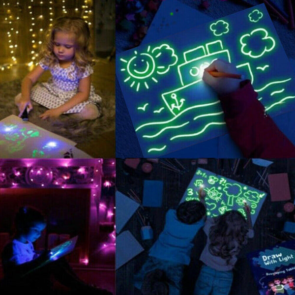 A3 A4 A5 Drawing Board Light Up Draw Sketchpad Board Kids Developing Toys + Pen