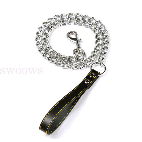 Metal Chain Dog Lead With Handle Long Strong Control Leash 0.2*120cm Heavy Duty