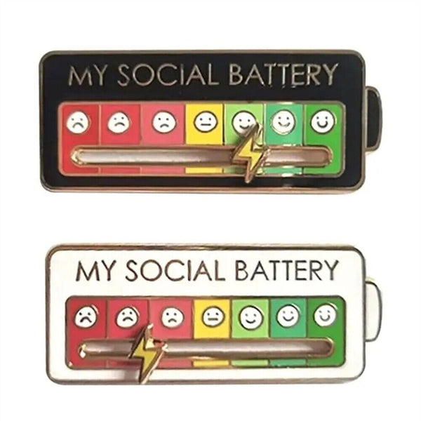 Brooch Pin My Social Battery Mood Funny Interactive Enamel Badge Lapel Pin AU