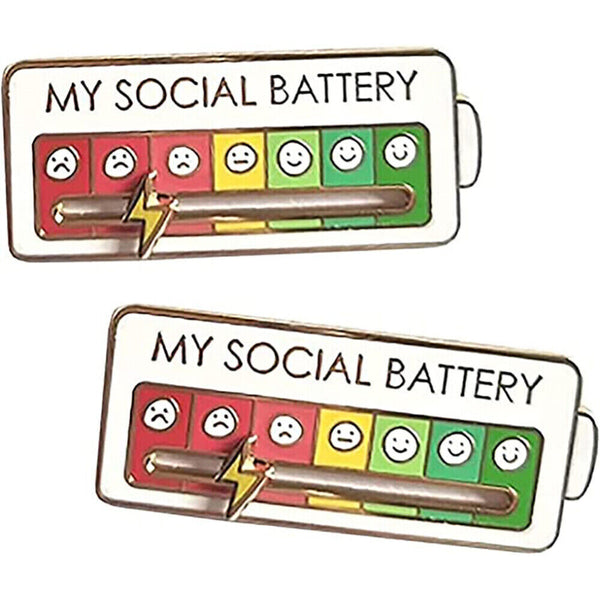 Brooch Pin My Social Battery Mood Funny Interactive Enamel Badge Lapel Pin AU