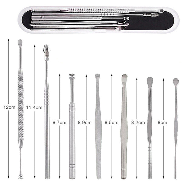 up 7Pcs Earpick Ear Wax Curette Ear Cleaner Remover Spoon Ear Cleaning Tool Kit