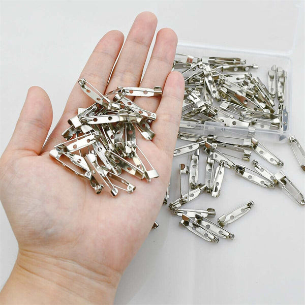 UP 100X 20mm Brooch Backs Safety Bar Pins Craft Catch Badge Fasteners Jewellery