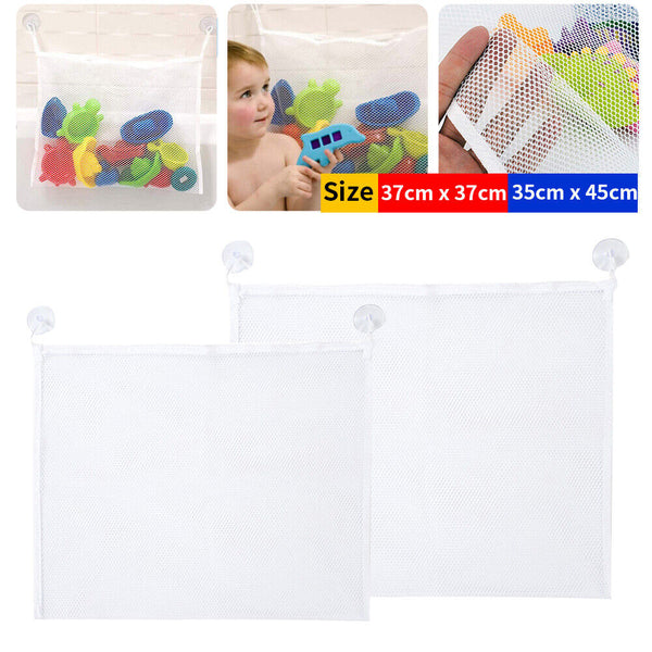 1-2X Cute Baby Bath Time Toy Doll Storage Suction Cup Bag Mesh BathroomOrganiser