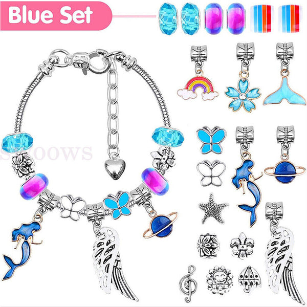 Beads Jewellery Charms Pendant Set DIY Craft Kids Girls Gift Bracelet Making Kit