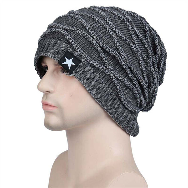 Men Knitted Thermal for Slouch Beanie Hat Winter Fleece Lined Warm Skull Ski Cap