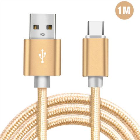 1M 2M Braided USB Type C Data Charger Cable For Samsung Xiaomi Huawei Oppo