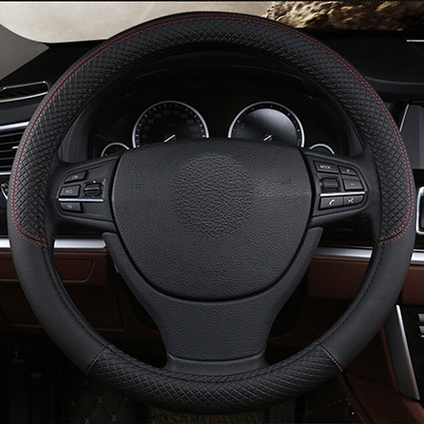 38CM Universal Auto Car Steering Wheel Cover Anti-Slip Wheel Protector Leather