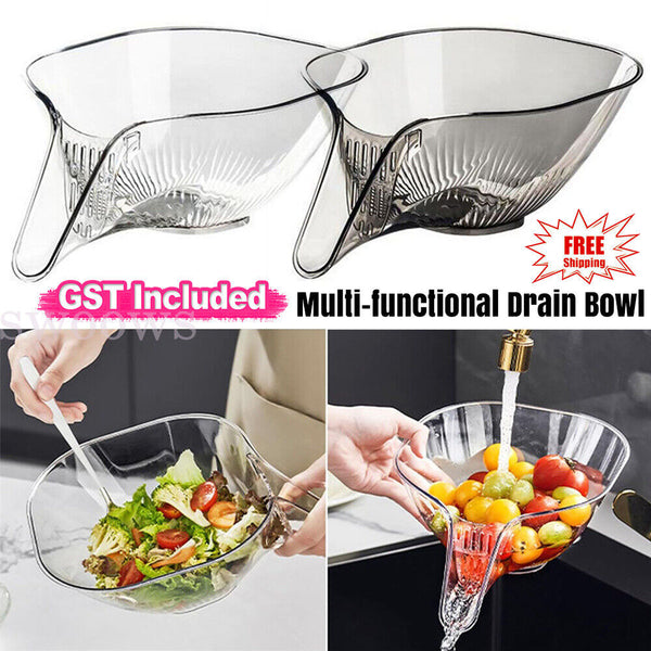 MultiFunctional Drain Basket Kitchen Vegetables Fruits Strainer Filter Bowl