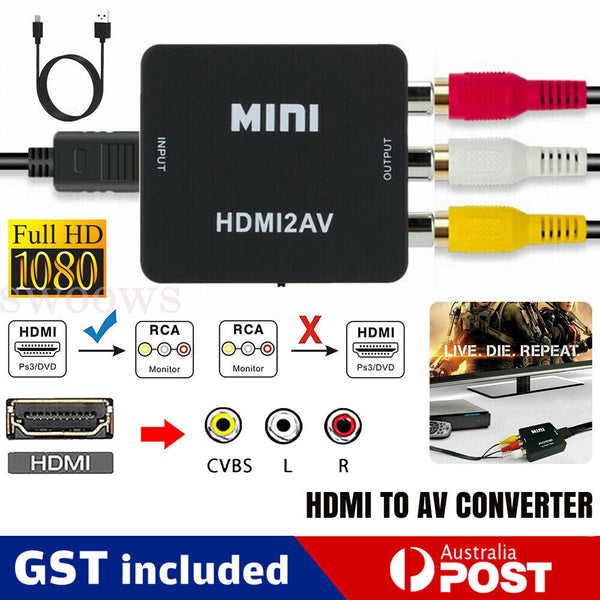 HDMI to AV Converter 1080P HDMI to RCA Adapter HDMI2AV HD Video for PS2 Xbox TV