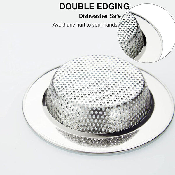 2/4x Stainless Steel Kitchen Sink Mesh Strainer Waste Plug Filter Drain Stopper