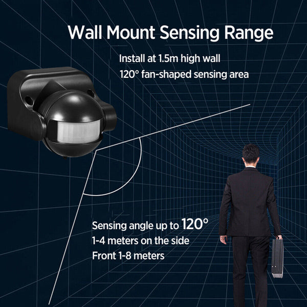 PIR Motion Sensor Detector Infrared Home 180° Light Control Switch 240V IP44