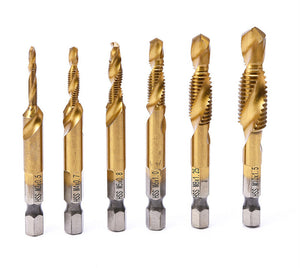 6/12x HSS Hex Shank Tap Drill Bits Metric Thread Screw Compound Tapping Set Tool