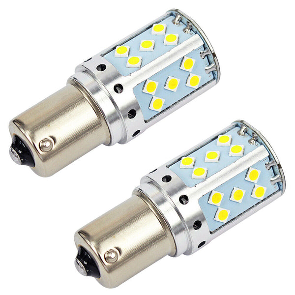 2X BAU15S PY21W LED TURN SIGNAL INDICATOR BULB GLOBE NO HYPER FLASHING /WHITE