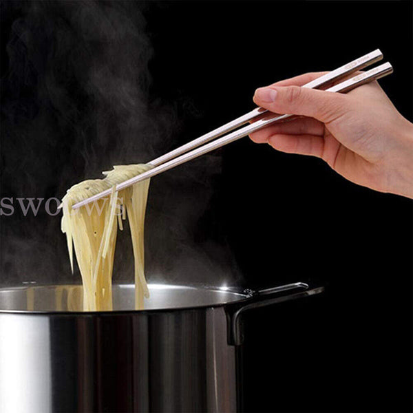 Stainless Steel Chopsticks Asian Chinese Japanese Dinner Reusable Metal Cutlery