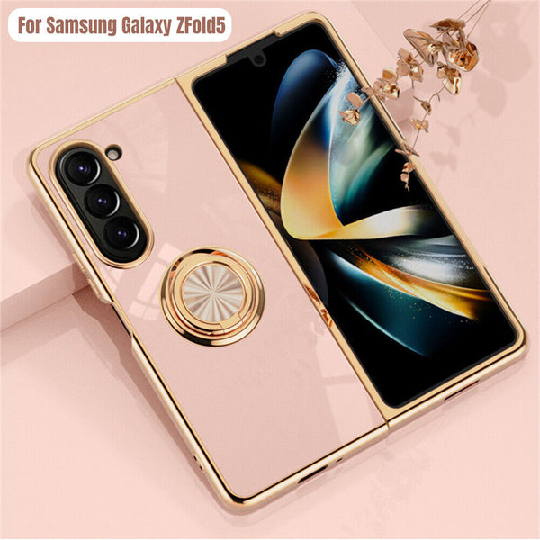 Shockproof Case Luxury Plating Ring Cover For Samsung Galaxy Z Fold 5 4 5G