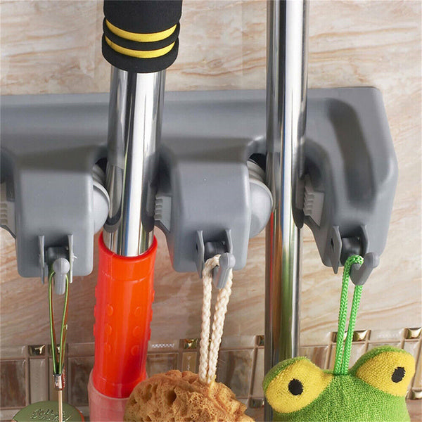 Broom Hanger Mop Holder Wall Mounted Brush Storage Rack Organizer Kitchen Tool