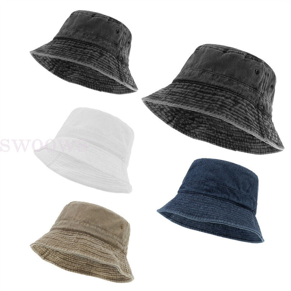 Unisex Oversize Big Head Bucket Hat Washed Distressed Cotton Anti UV Sun Hat