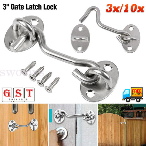 Cabin Hook And Eye Latch Lock Shed Gate Door Stainless Steel Catch Silent Holder