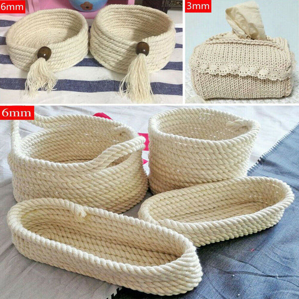 3/4/5mm Natural Cotton Rope Cord Twine Braided Rope Cord Hand Craft Macrame DIY