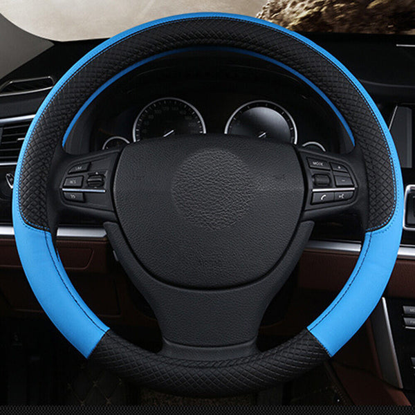 38CM Universal Auto Car Steering Wheel Cover Anti-Slip Wheel Protector Leather