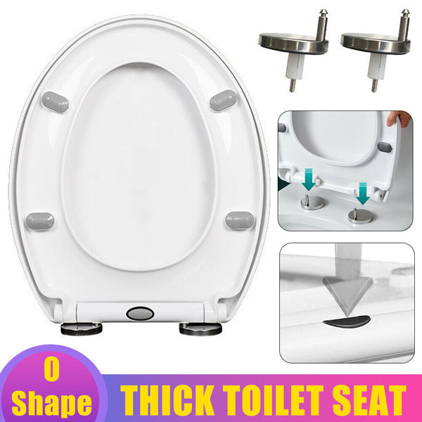 Thick Toilet Seat Soft Close Luxury White Heavy Duty Quick Release O Shape NEW