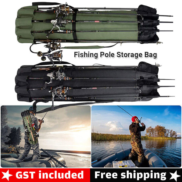 Fishing Bag Fishing Rod Bag Reel Case Carrier Holder Fishing Pole Storage AU