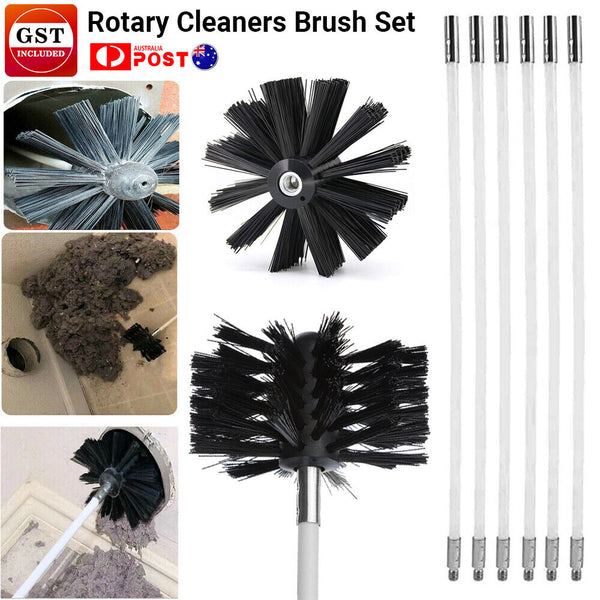 Rotary Chimney Cleaners Brush Cleaning Sweep System Fireplace Kit Flexible Rod