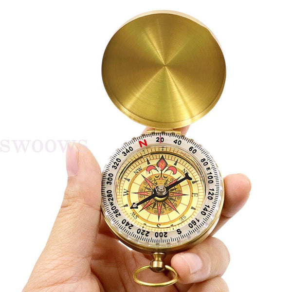 Portable Classic Brass Survival Pocket Camping Compass Outdoor Hiking Watch Map