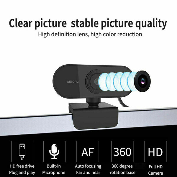 Full HD1080P Webcam with Microphone USB Streaming Camera For PC MAC Laptop 1/2pc