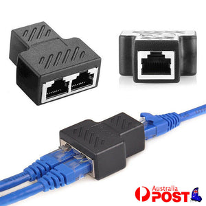 RJ45 Ethernet LAN Network Y Splitter Double Adapter Cable Connector For CAT5/6/7