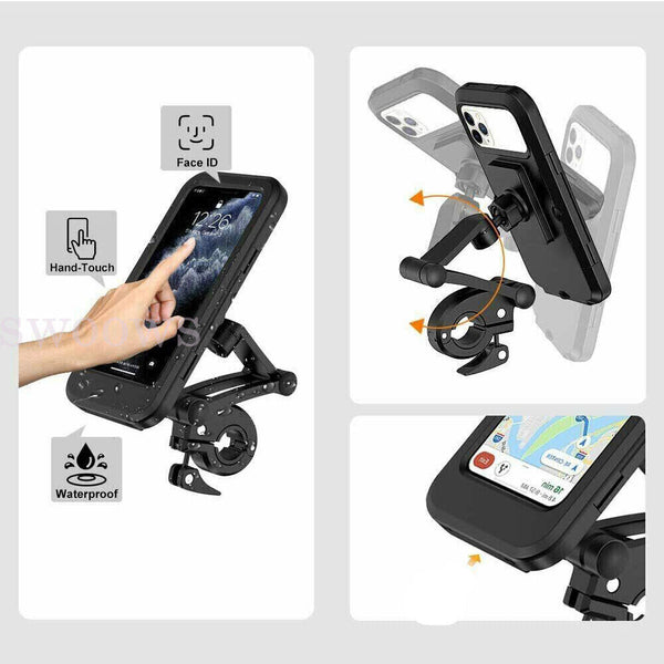 Waterproof Bicycle Bike Motorcycle Handlebar Mount Holder Case For Mobile Phone