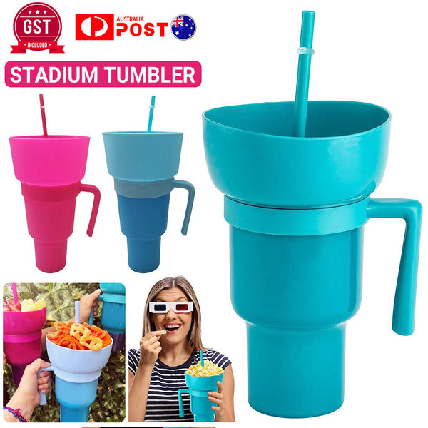 1/2x Stadium Tumbler Popcorn Cup Snack Cup Multifunctional Cup 1000ml NEW AU