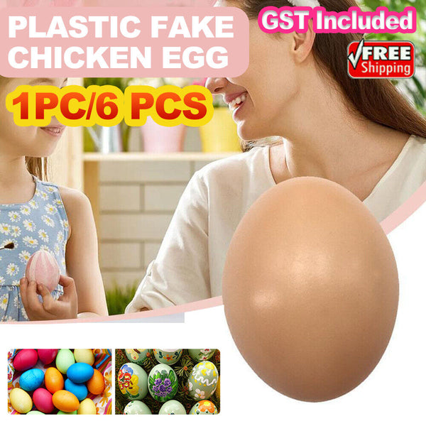 6PCS Plastic Fake Chicken Eggs Poultry Layer-Coop Hatching Simulation Dummy Eggs