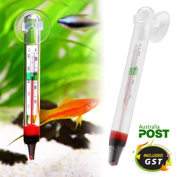 Aquarium Thermometer Meter Fish Tank Water Temperature With Suction Cup Glass AU