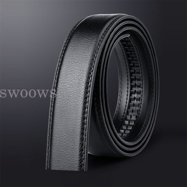 Quality Black H Belt Premium Leather Strap w/o Buckle Women Man 3.5cm width