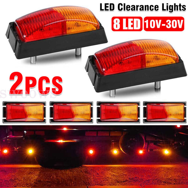 Red Amber LED Clearance Lights Side Marker Lamp Trailer Truck Caravan Multi Volt