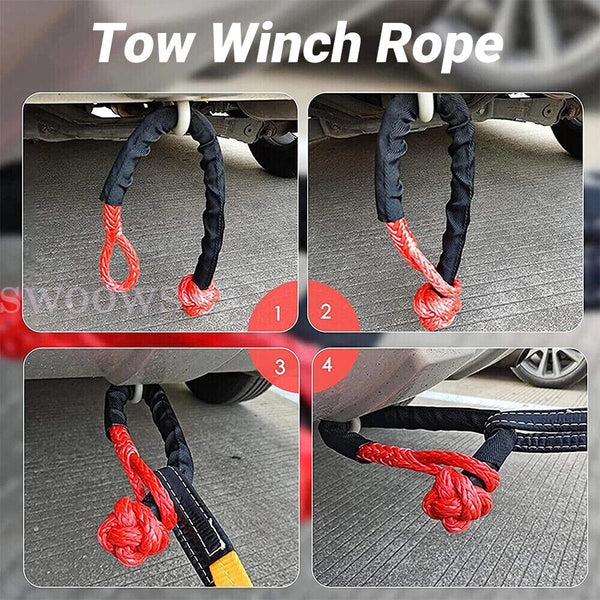 Recovery Ring Snatch Block Pulley 41000lbs, Soft Shackle Tow Winch Rope Straps