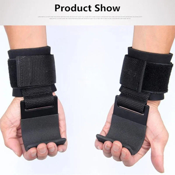 WEIGHT LIFTING POWER HOOKS POWER GRIPS WRIST SUPPORT BAR STRAPS GYM HOOK GLOVES